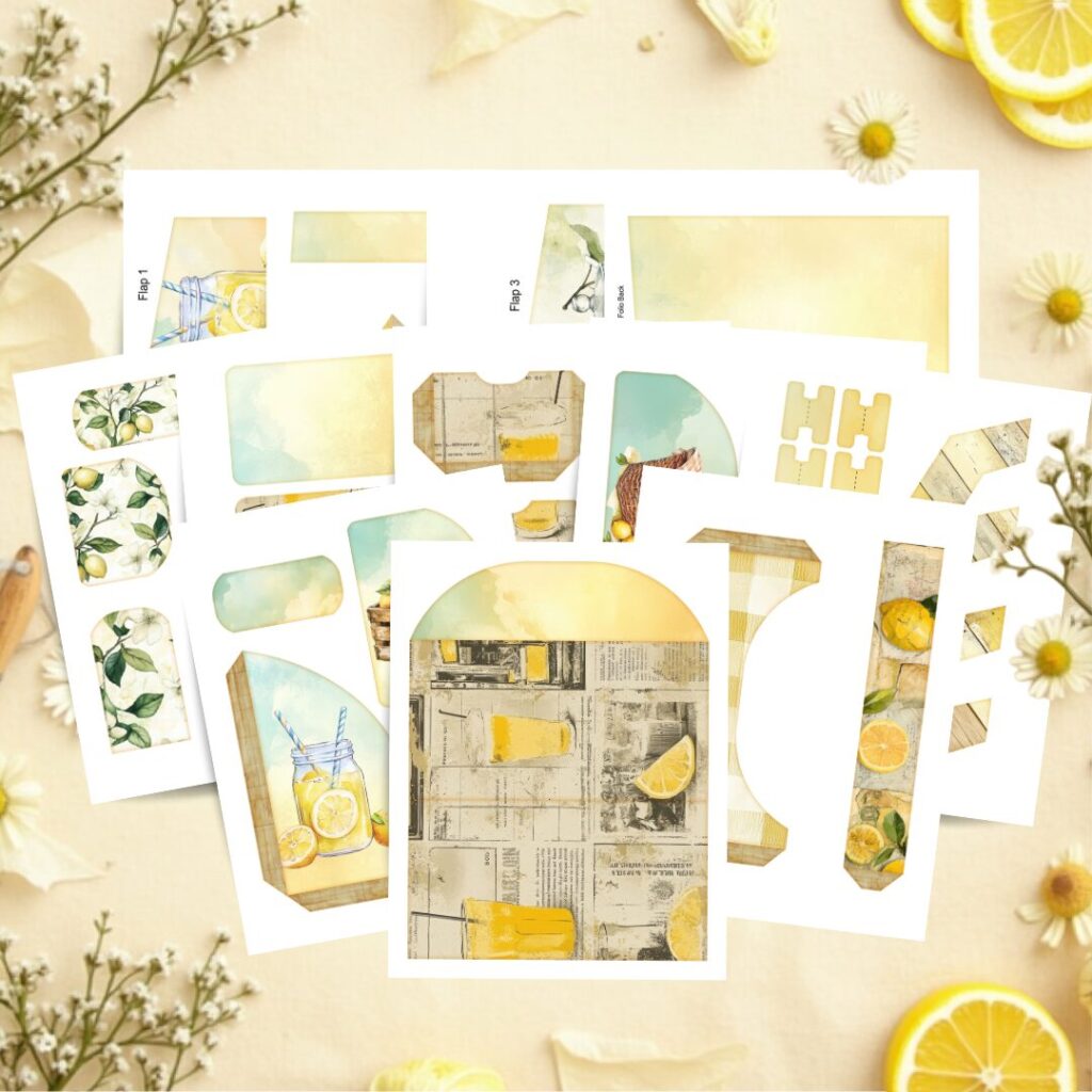 Lemonade Stand Junk Journal Kit | Printable Summer Papers, Folios &amp; Ephemera for Junk Journaling (47+ Pages, PDF &amp; JPEG)